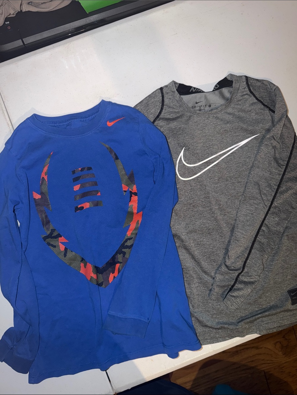Nike Kids' Blue Long-Sleeve Tee with Camo Graphic